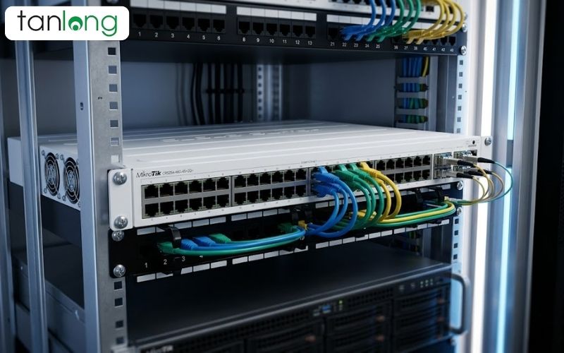 Switch trong tủ rack tại văn phòng mạng