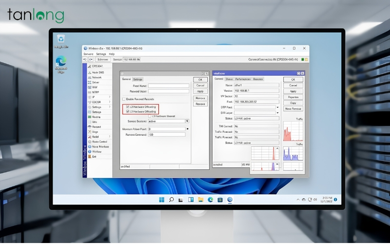 Giao diện cấu hình L3 Hardware Offloading trên RouterOS cho thiết bị CRS304.
