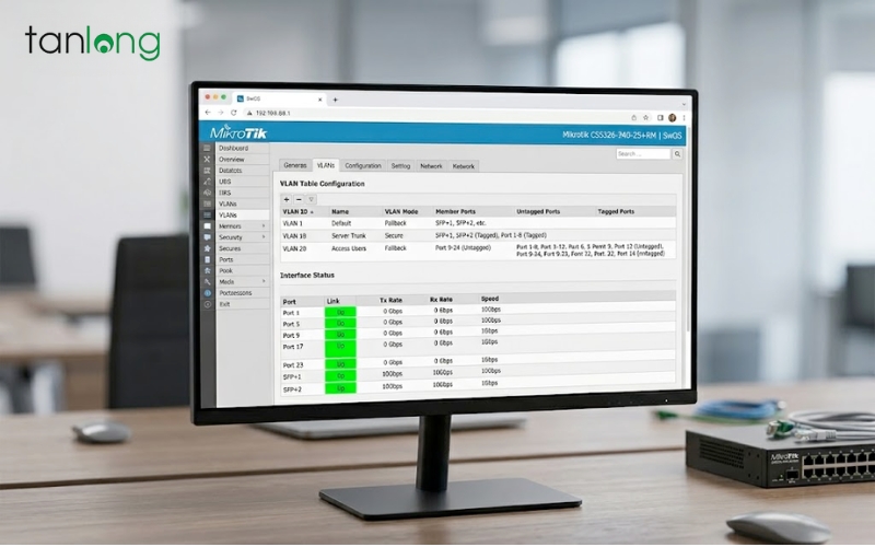 Giao diện quản trị SwOS trực quan trên thiết bị CSS326-24G-2S+RM