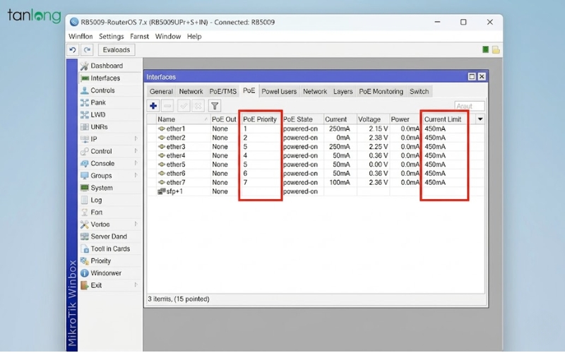 Hướng dẫn cấu hình PoE Out trên MikroTik RB5009UPr+S+IN xử lý lỗi sụt áp