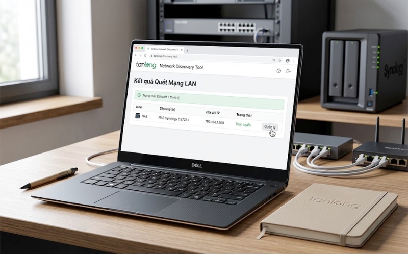 Quét IP và tìm kiếm thiết bị NAS Synology DS725+ trên mạng nội bộ bằng công cụ Web Assistant