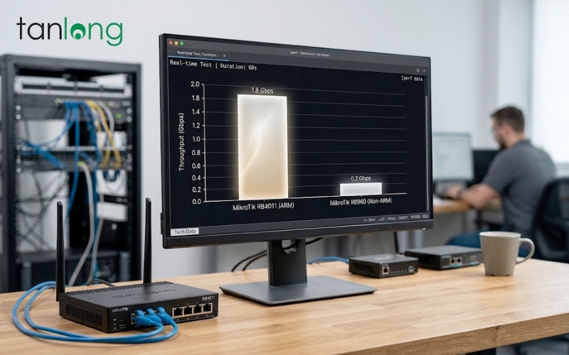 Biểu đồ hiệu năng thực tế của Router MikroTik RB4011iGS+RM