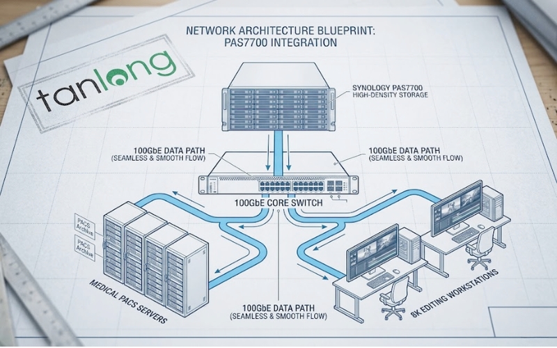 Sơ đồ kiến trúc giải pháp lưu trữ Synology PAS7700 cho doanh nghiệp