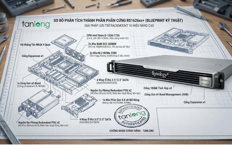 Cấu trúc phần cứng chi tiết của Synology RS1626xs+ chuẩn Enterpris