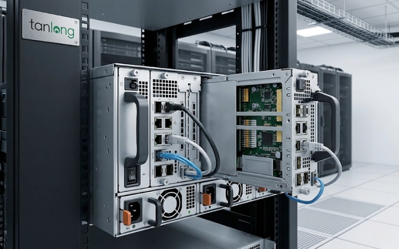 Cụm Dual-Controller mặt sau của Synology SA3400D