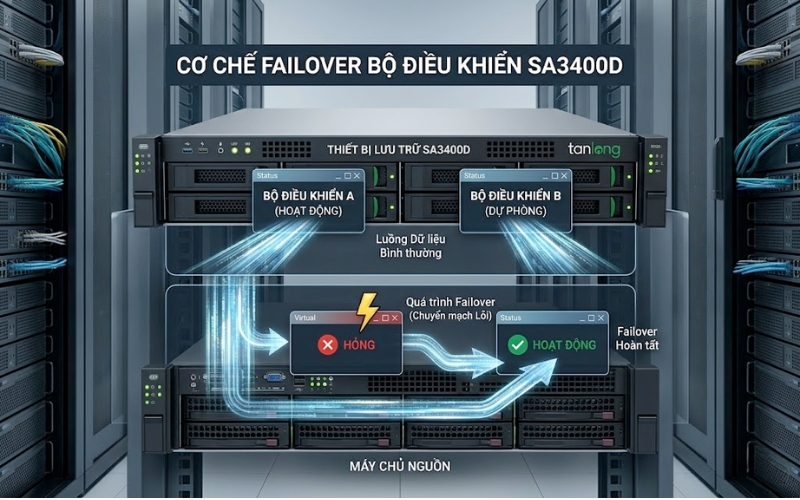 Sơ đồ kiến trúc High Availability trên Synology SA3400D