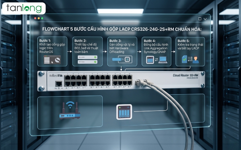 CẤU HÌNH GỘP CỔNG LACP CRS326-24G-2S+RM TỐI ƯU TRUY XUẤT CHO 200+ USERS ĐỒNG THỜI
